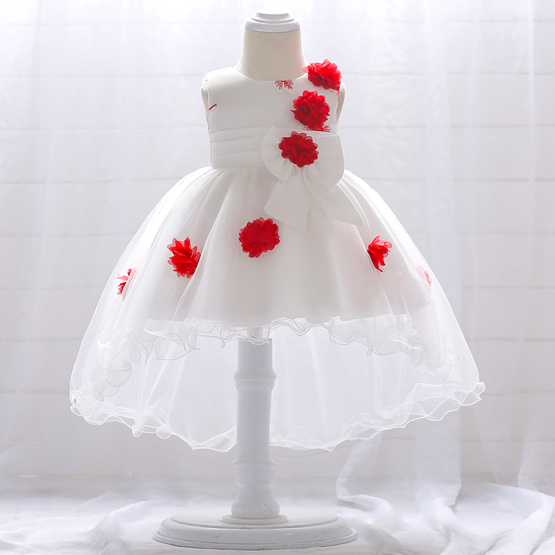 

Fashionable 3D Flower Decor High-waist High-low Tulle Party Dress for Baby Girl