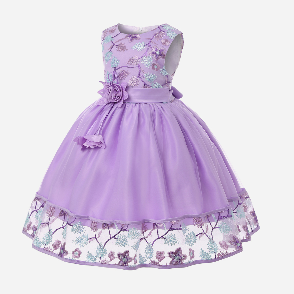 

Baby / Toddler Floral Print Tulle 3D Flower Decor Party Dress