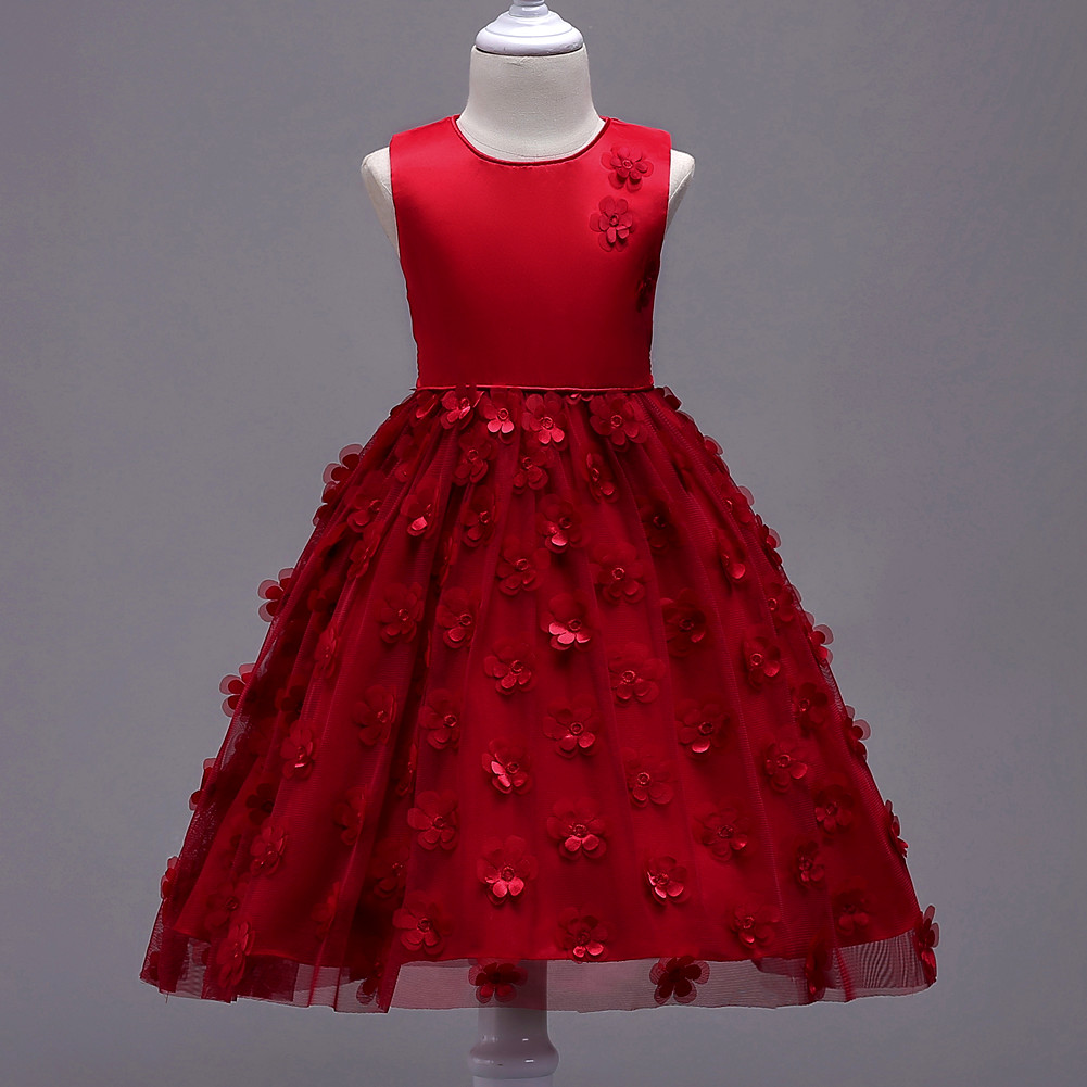 

Sweet Flower Decor Sleeveless Mesh Party Dress