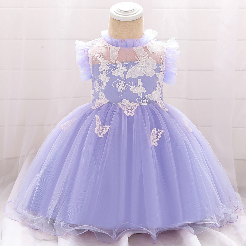 

Baby Elegant Butterfly Embroidered Mesh Party Dress