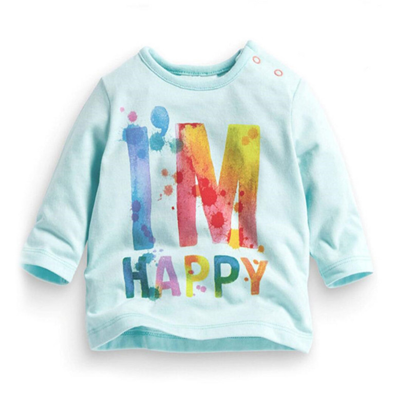 

Cute Rainbow Color I'm Happy Long-sleeve Top for Toddler Girl and Girl
