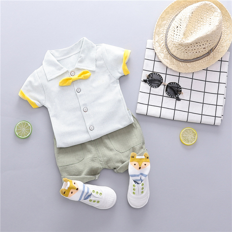 

Baby / Toddler Boy Striped Bow Tie Shirt and Solid Shorts Set
