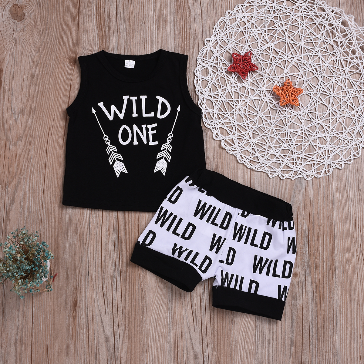 

Baby Boy's Letter Tee and Color Blocked Shorts