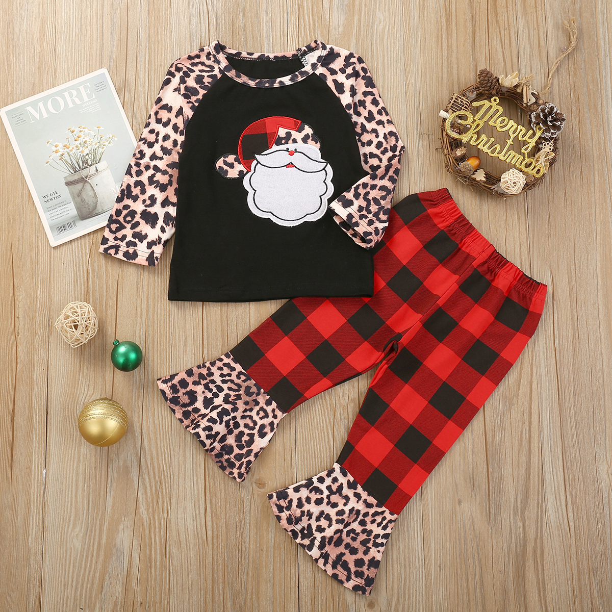 

2pcs Baby Unisex casual Santa Claus Baby's Sets Christmas Long Sleeve Infant Clothing Outfits Cute