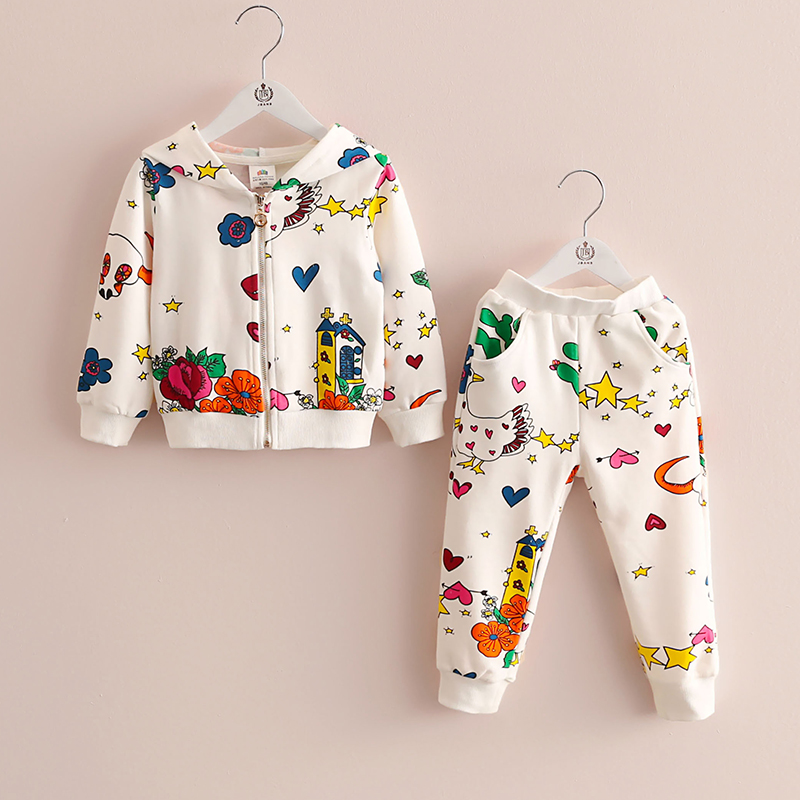 

2-piece Allover Print Hooded Top and Pants Set for Toddler Girl and Girl