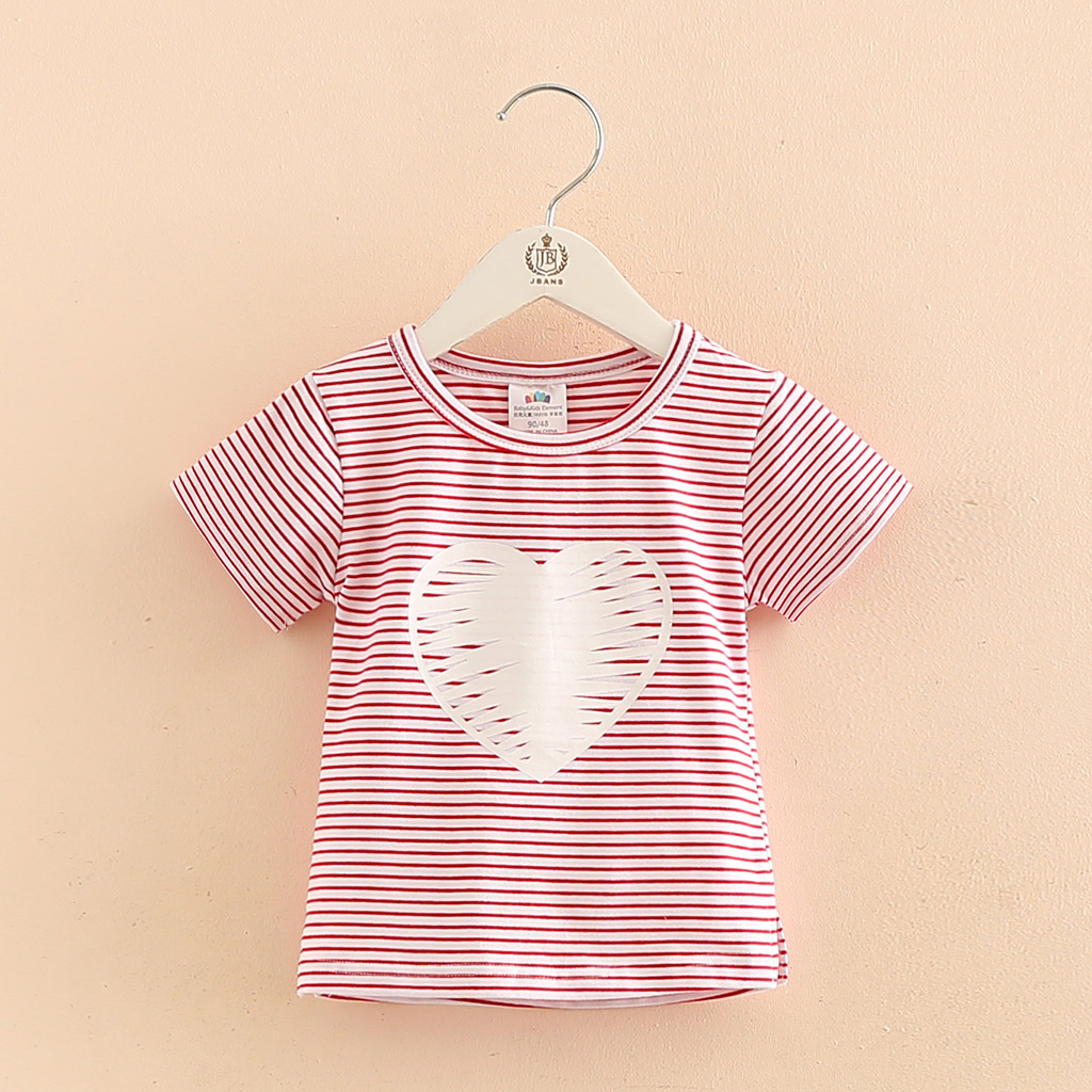 

Casual Striped Heart Print Short-sleeve Tee