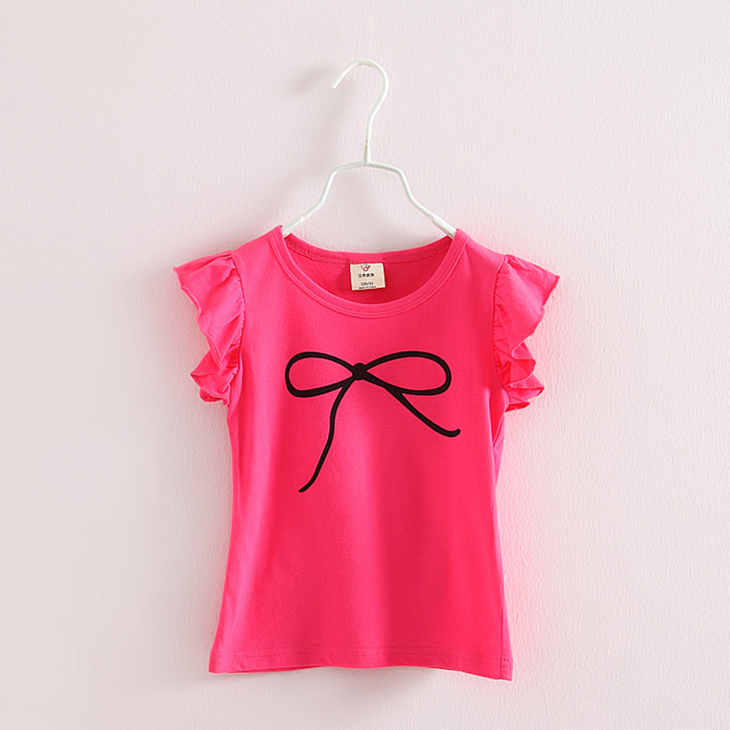 

Casual Bowknot Print Flutter-sleeve T-shirt