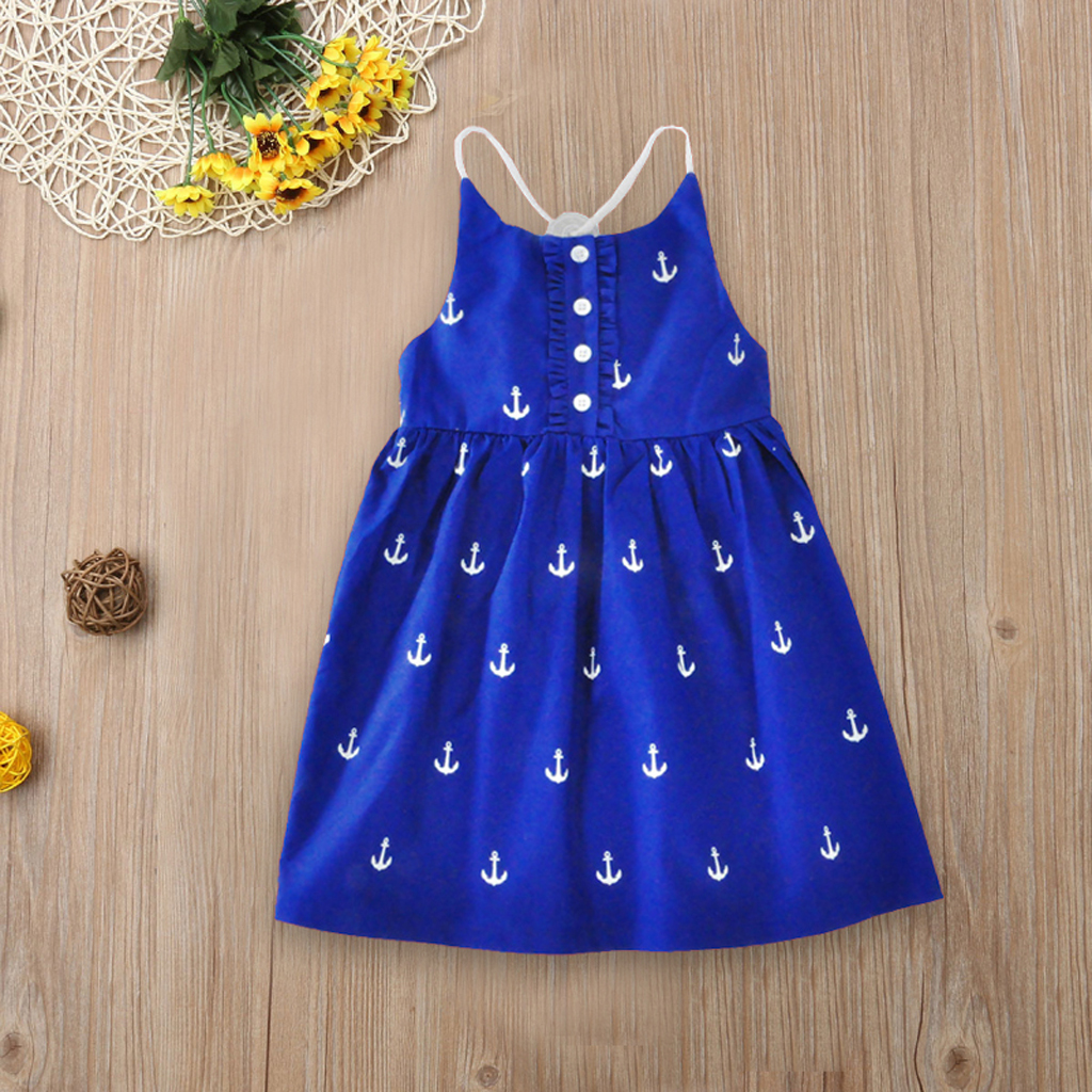 

Toddler / Girl Anchor Pattern Backless Dress