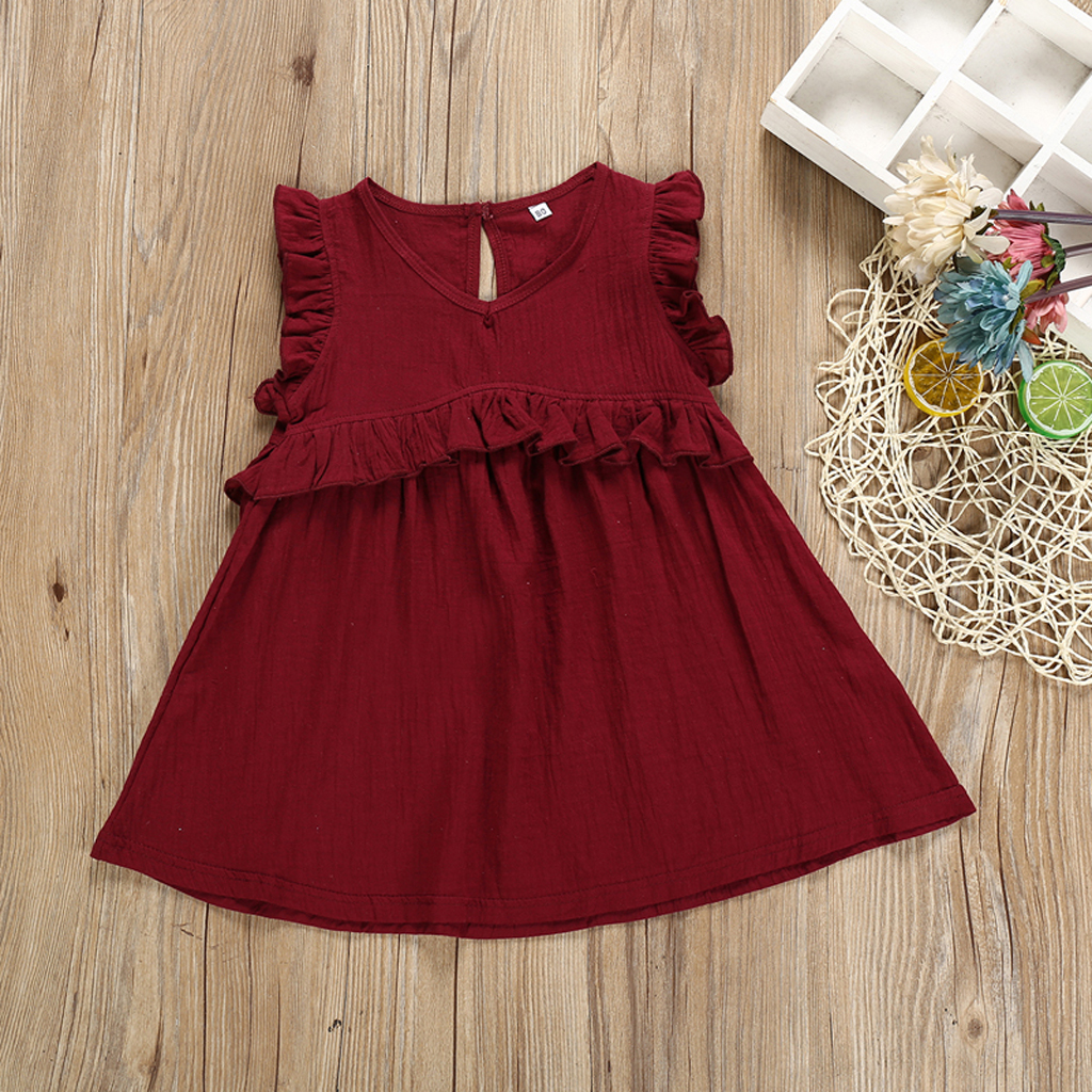 

Vintage Solid Ruffle-sleeve Dress