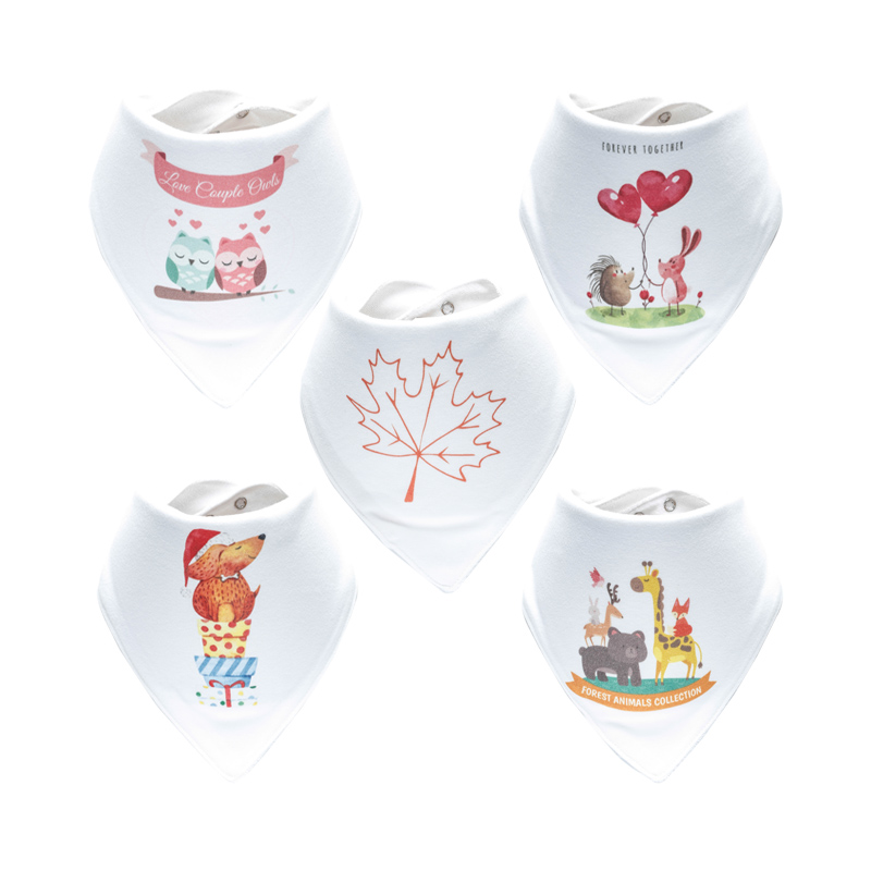 

5-pack Cartoon Print Cotton Bibs
