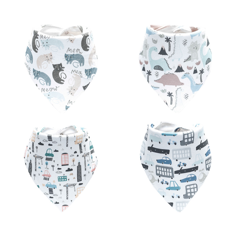 

4-pack Animal Print Bibs Set