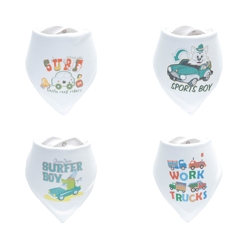 

4-pack Cartoon Print Bibs Set
