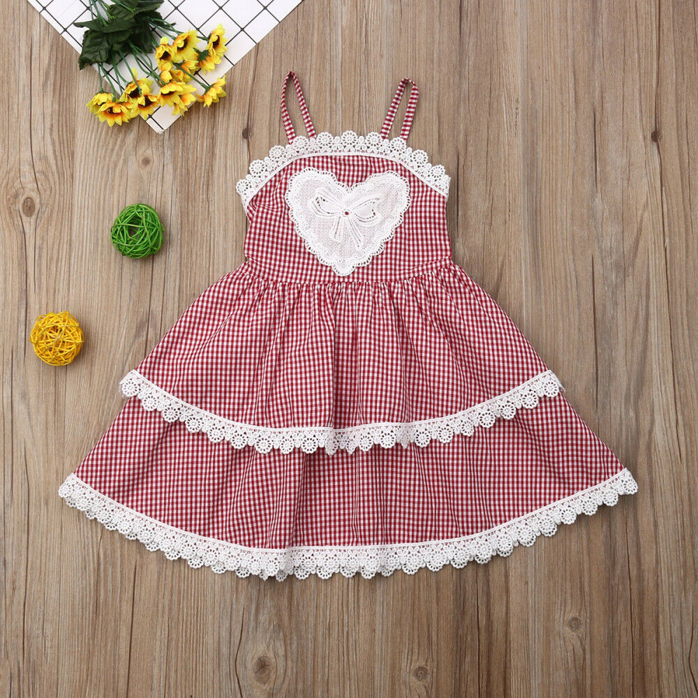 

Baby Applique Heart Plaid Cake Dress