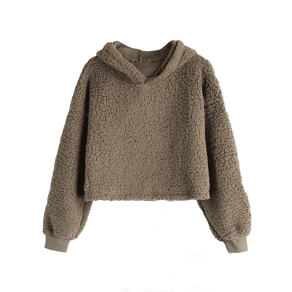 

Plush Hooded Long-sleeve Pullover