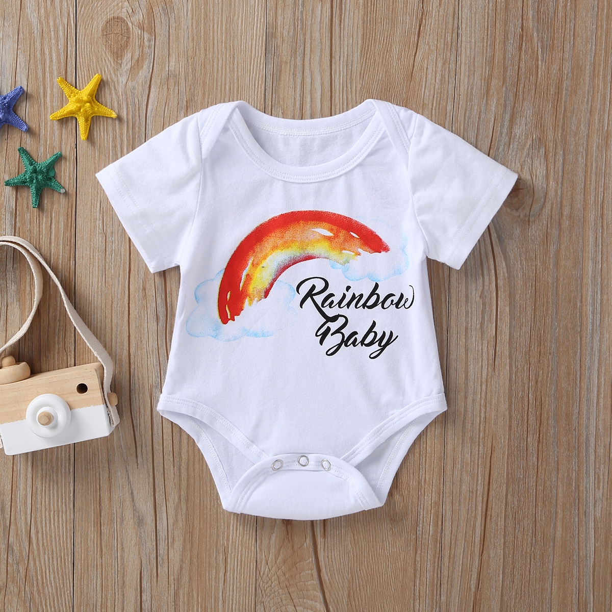 

Baby Rainbow Print Short-sleeve Romper