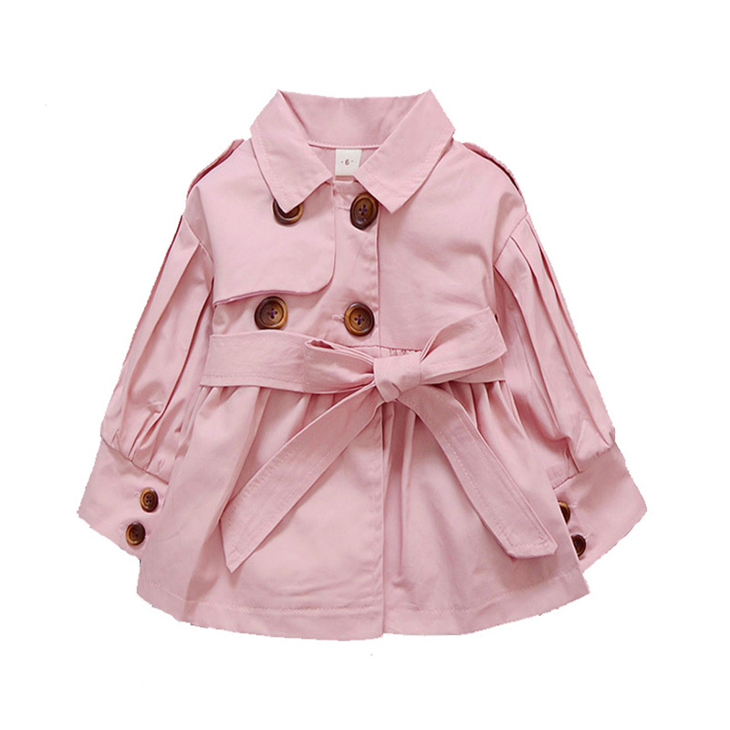 

Stylish Buttons Decor Solid Overcoat for Baby Girls