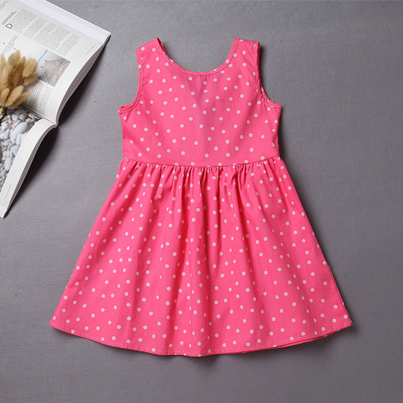 

Bright Dotted Back Bow Dress in Pink for Girl