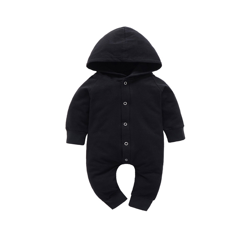 

Baby's Long-sleeve Hooded Jumpsuit in Black