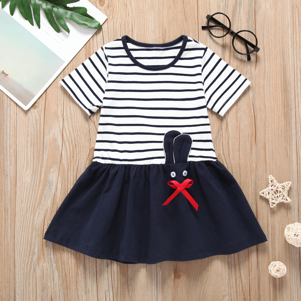 

Striped Round Collar Short-sleeve Dress