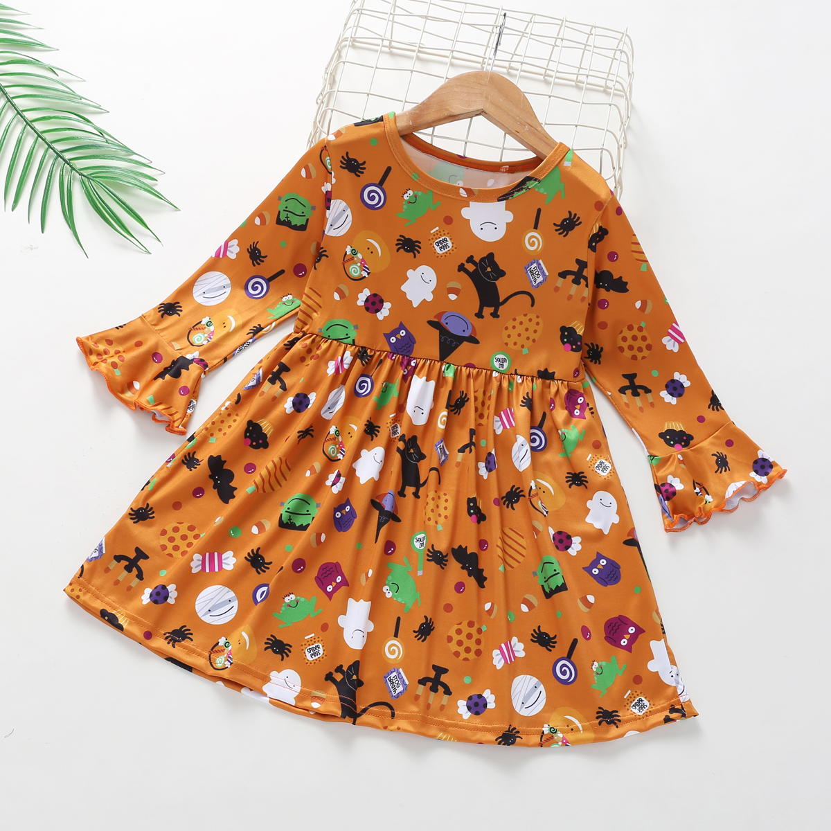 

Baby / Toddler Halloween Cartoon Print Long-sleeve Party Dress
