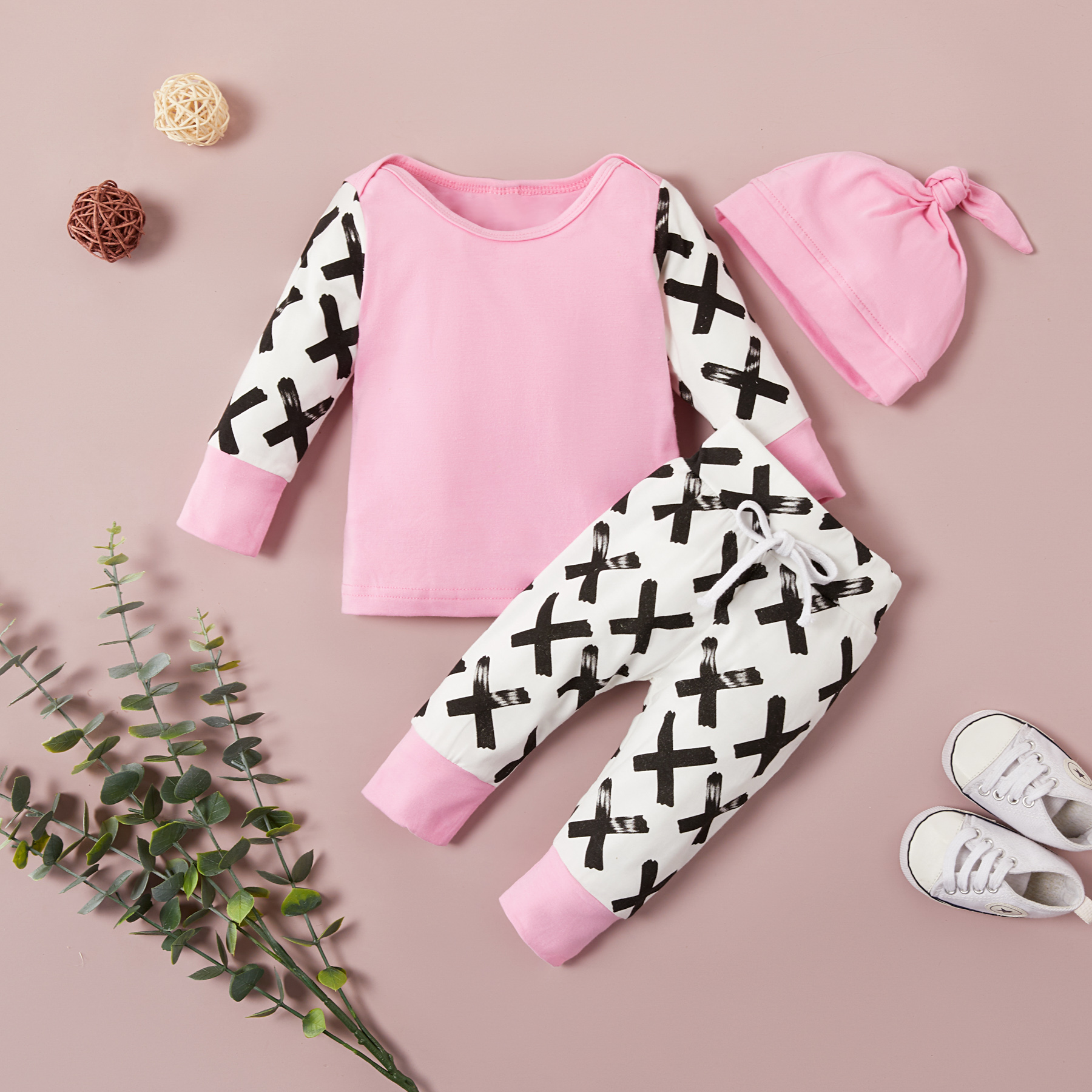 

3-piece Color Block Long-sleeve Top and Pants Set