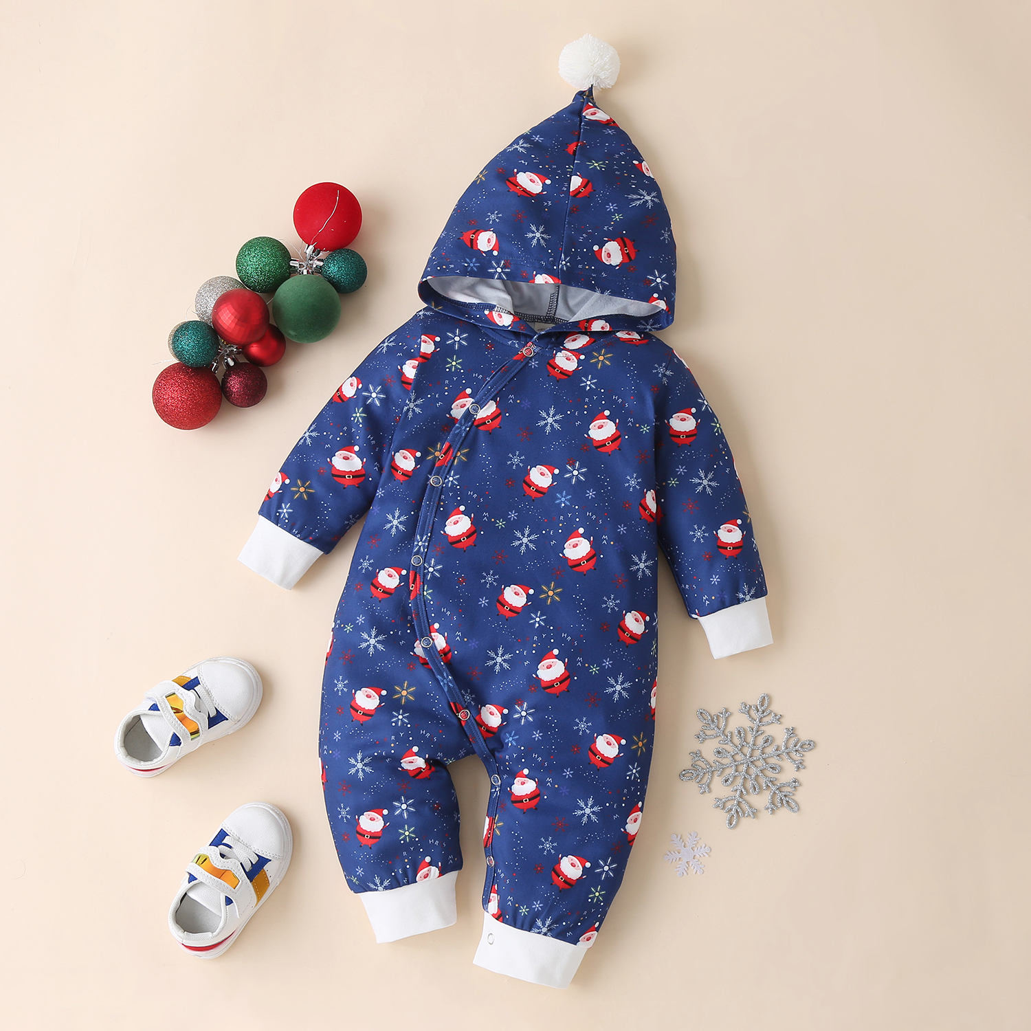 

Baby Christmas Santa Hooded Jumpsuit