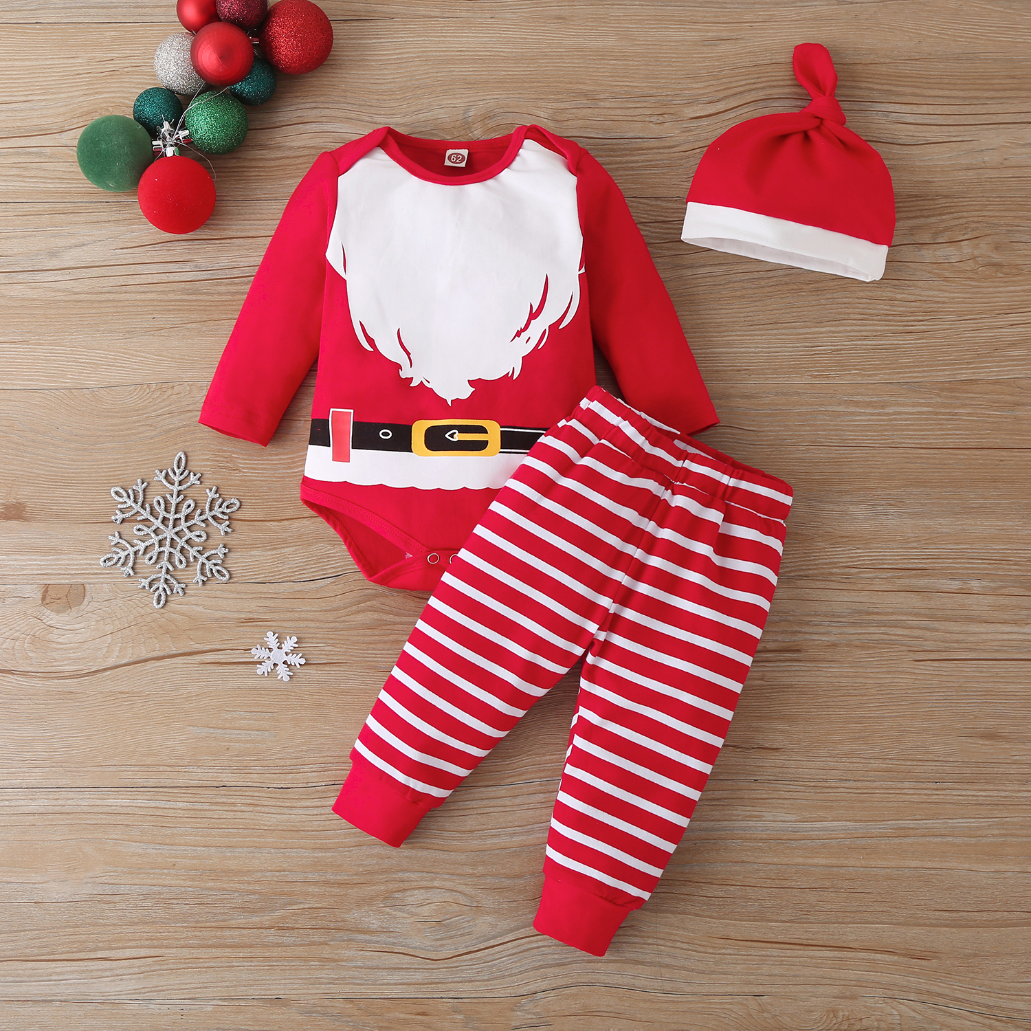 

3pcs Baby Unisex Party Santa Claus Baby's Sets Cotton Christmas Long Sleeve Romper Infant Clothing Outfits