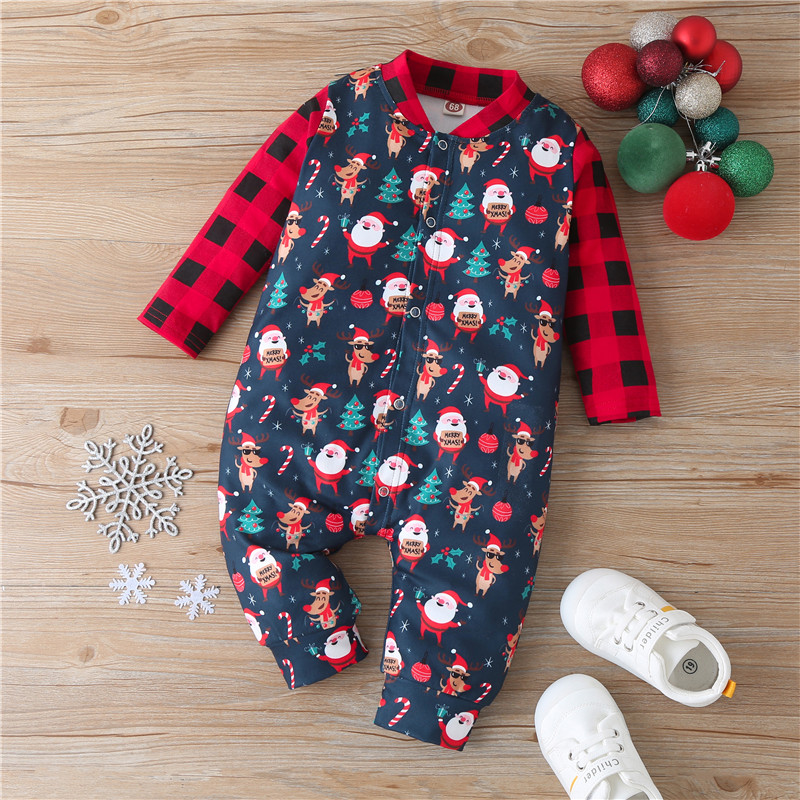 

Baby Christmas Santa Plaid Jumpsuit