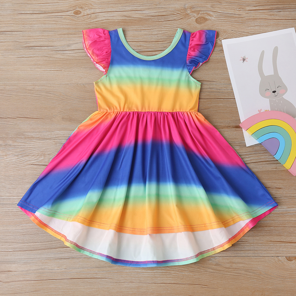 

Toddler Girl Colorful Tie Dyed Rainbow Dress