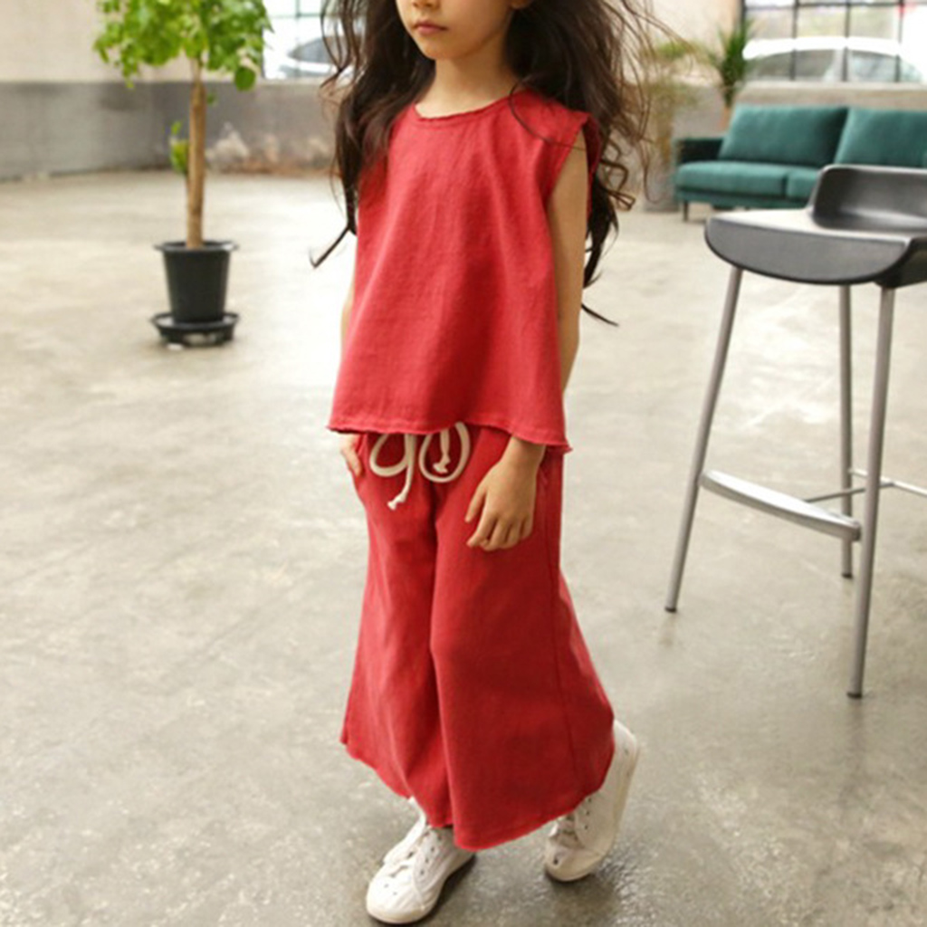 

Plain Matching Tank and Pants Set for Girl