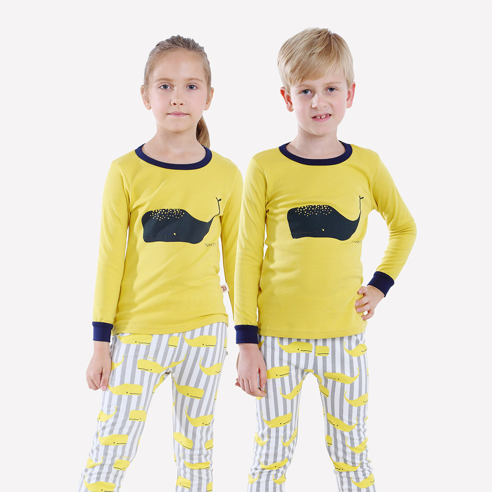 

Pure Cotton Print Whale Casual Top and Striped Pants Set