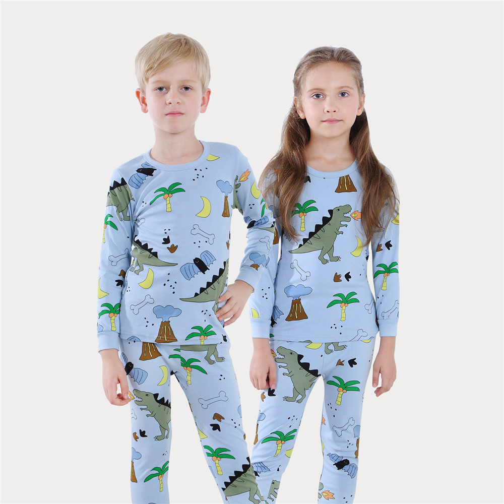 

Casual Print Dinosaur Cartoon Top and Pants Set