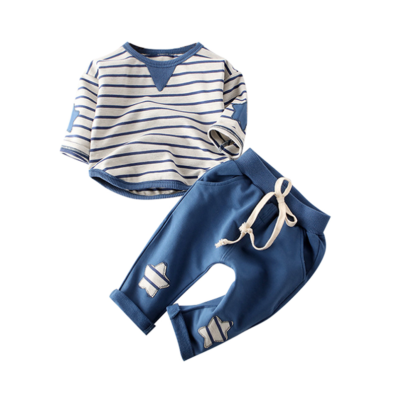 

Fresh Striped Long sleeve pullover and Pants Set for Baby Boy