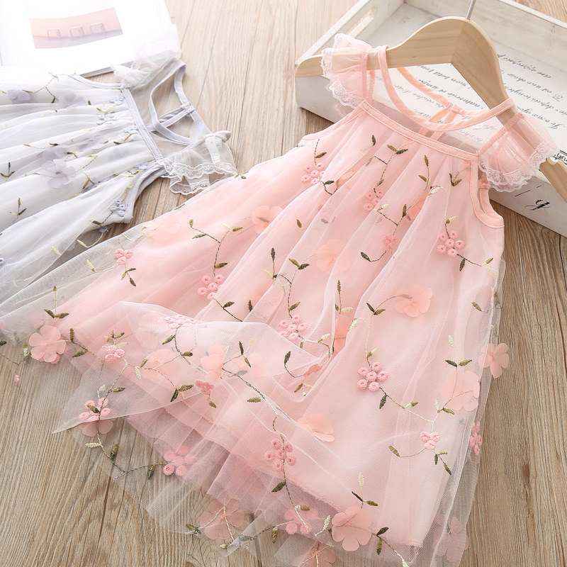 

Baby / Toddler Girl Floral Embroidered Mesh Design Sleeveless Dress