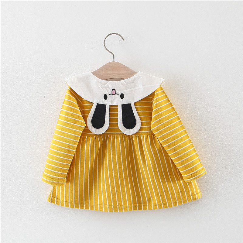 

Baby / Toddler Stylish Striped Doll Collar Cartoon Rabbit Ear Long-sleeve Dress