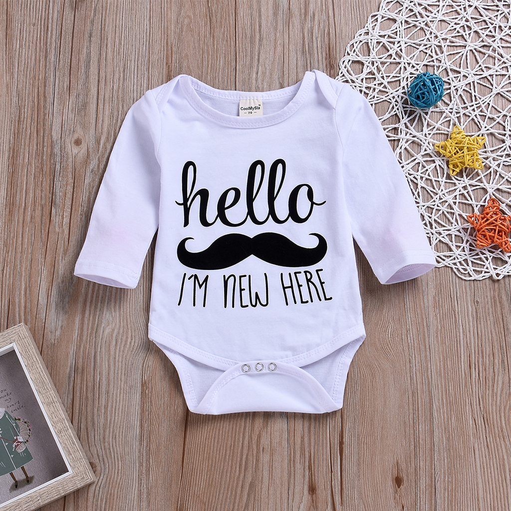 

Stylish Moustache Pattern Long-sleeve Bodysuit for Baby