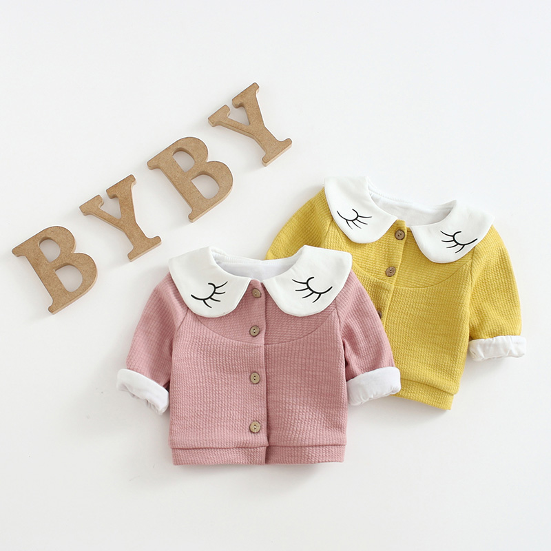 

Baby Girl Solid Doll Collar Coat