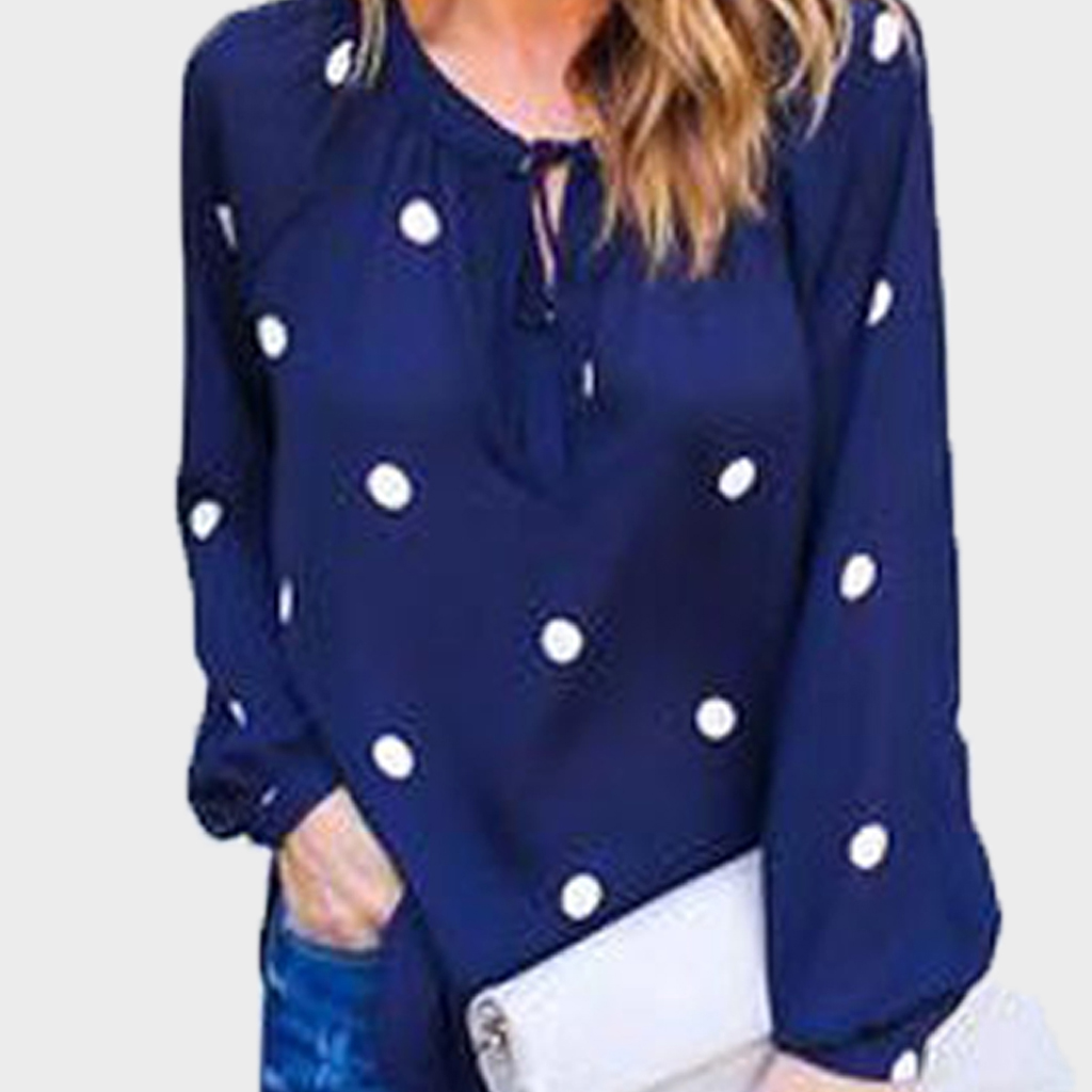 

Stylish Dotted Print Long-sleeve Top
