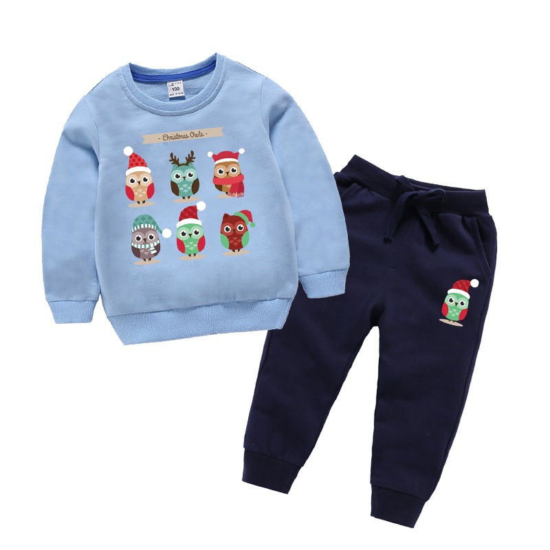 

Cute Owl Print Long-sleeve Sweatshirt And Pants Set