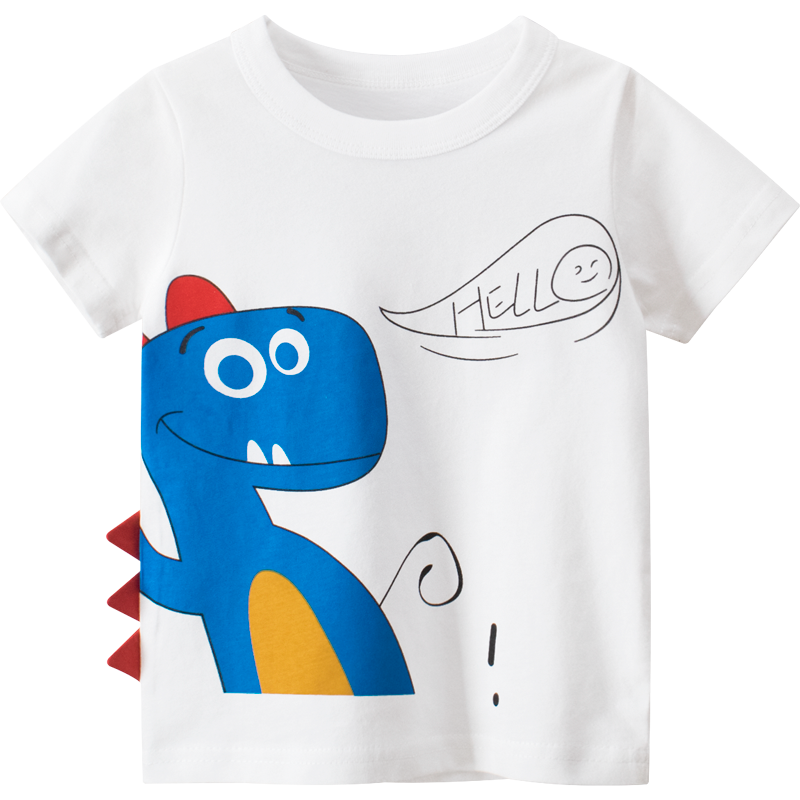 

Stylish 3D Cartoon Dinosaur Print Tee