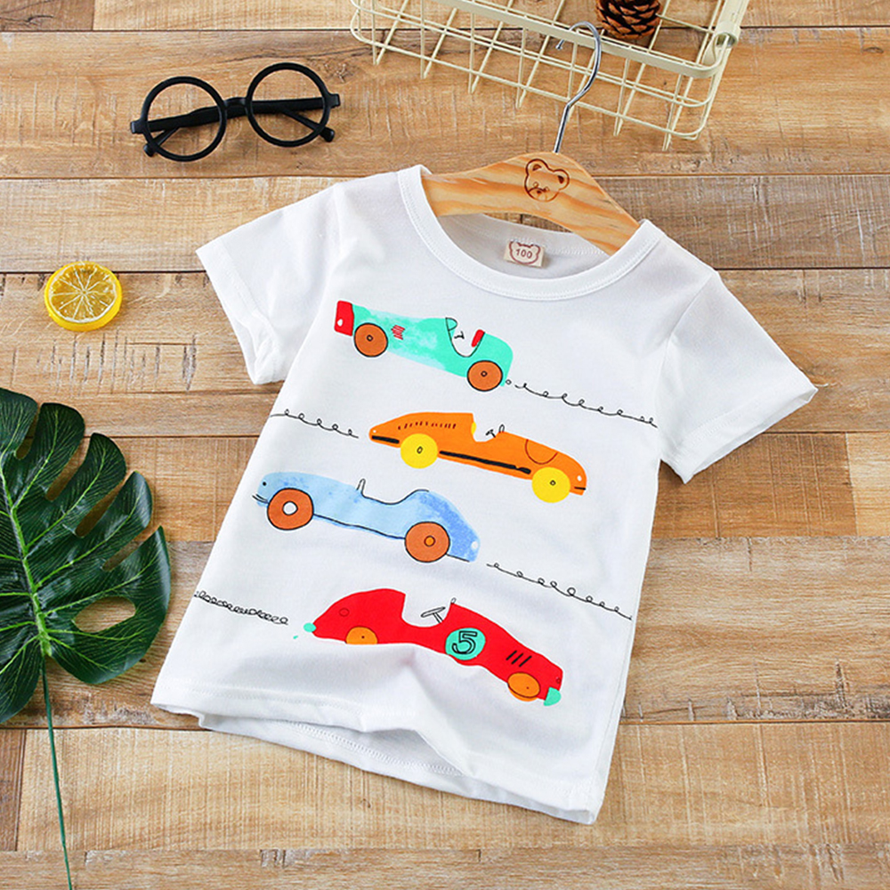 

Fun Racing Car Print Short Sleeves Tee for Boys