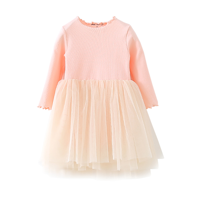 

Trendy Solid Tulle Splicing Long-sleeve Dress for Toddler Girl and Girl