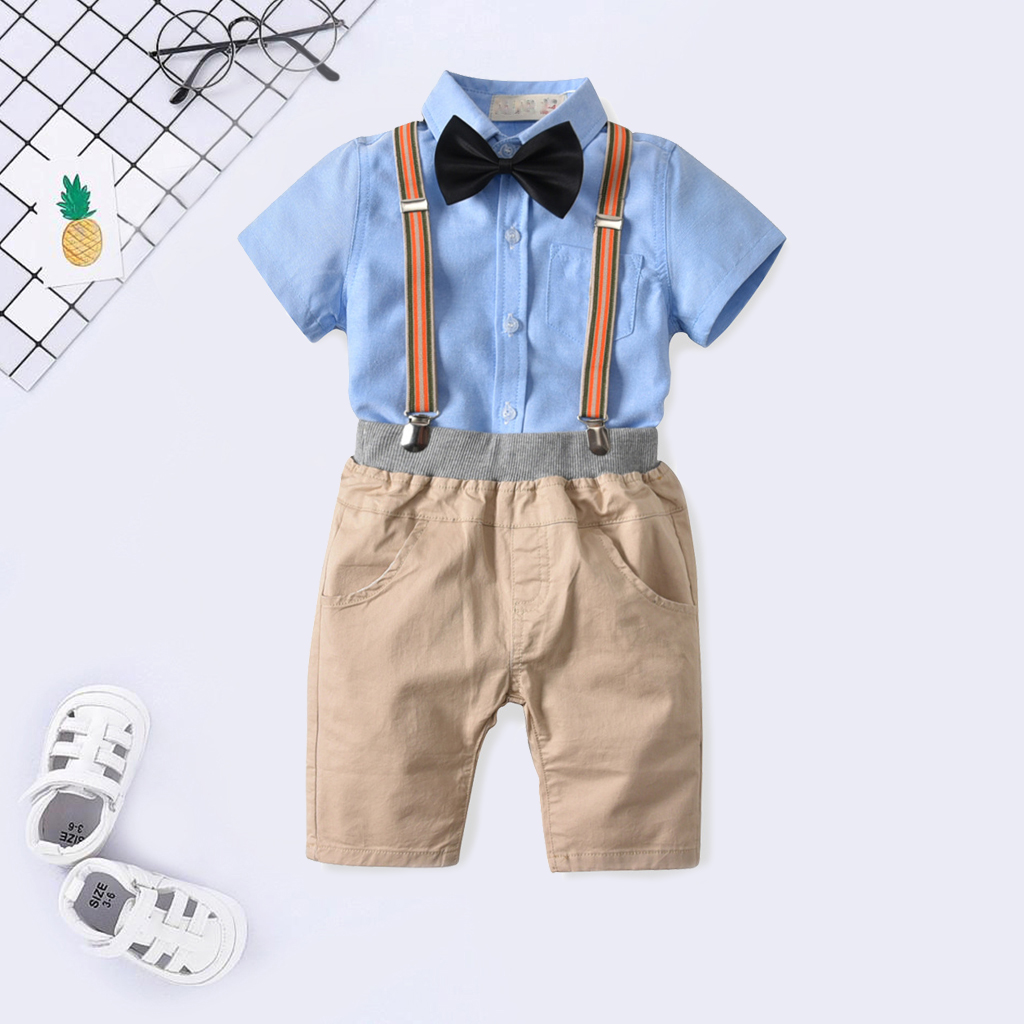 

Baby / Toddler Black Bow Tie Shirt and Suspender Shorts Set