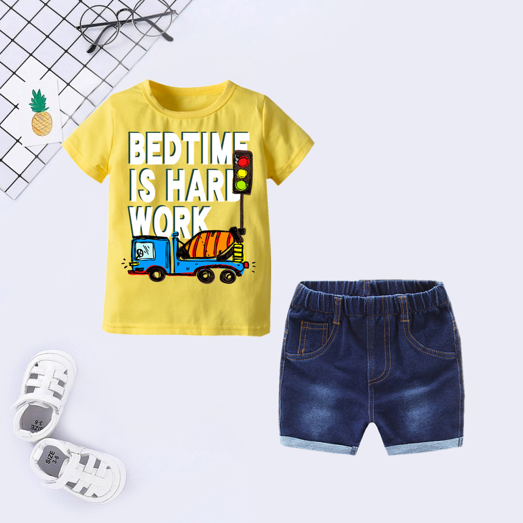 

Baby / Toddler Car Print Tee and Denim Shorts Set