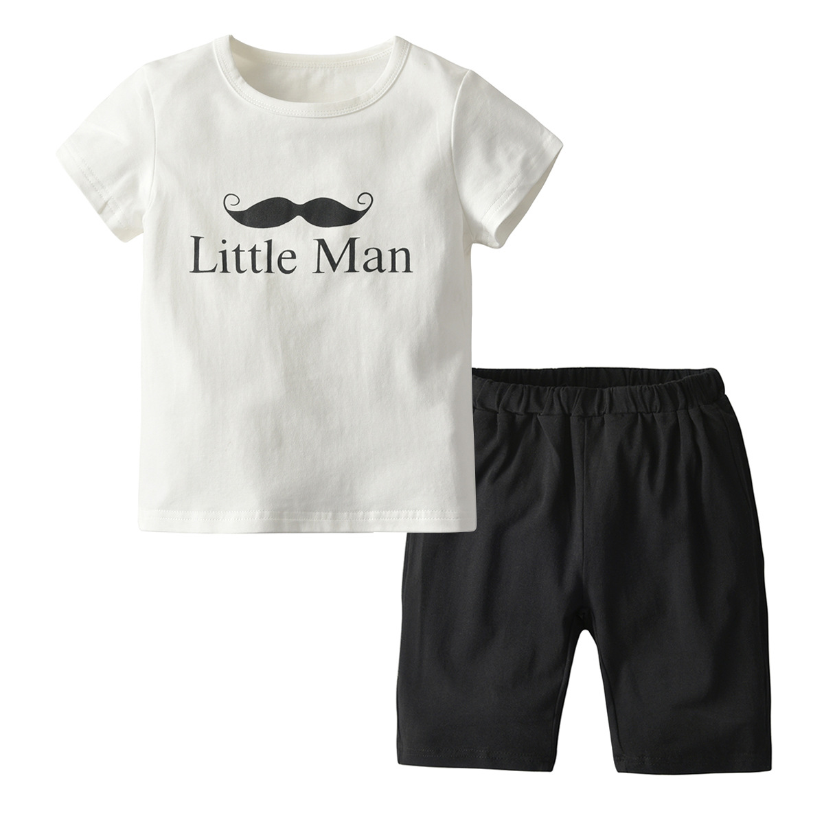 

Casual Beard Print Short-sleeve Top and Shorts Set