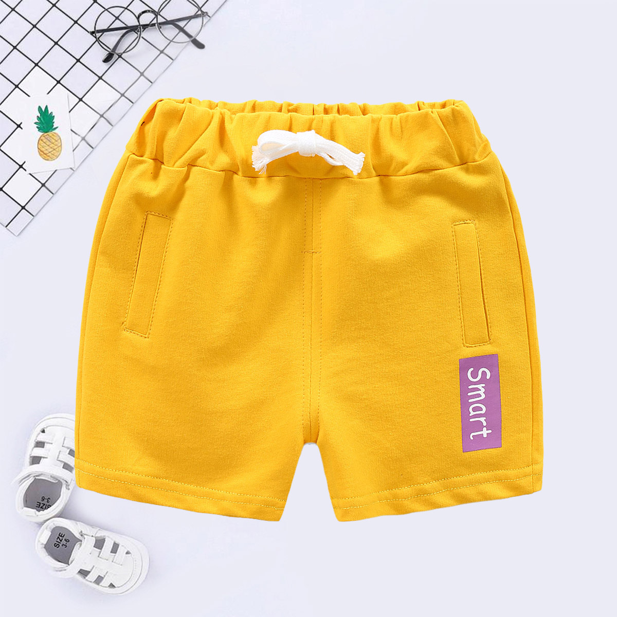 

Baby/ Toddler's Solid Letter Print Shorts