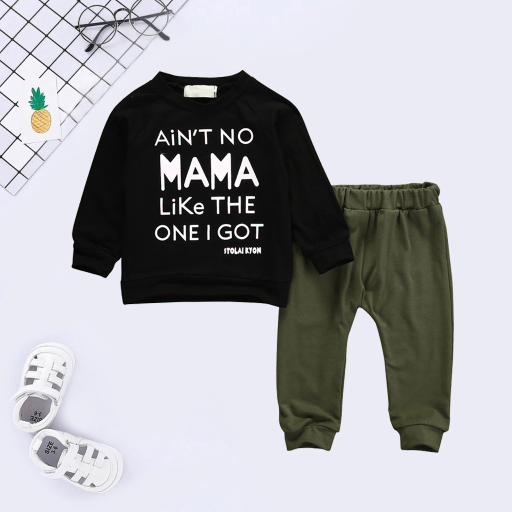 

Baby / Toddler Letter Print Top and Casual Pants Set
