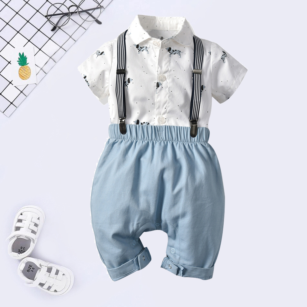 

Baby / Toddler Dog Print Shirt and Suspender Shorts Set