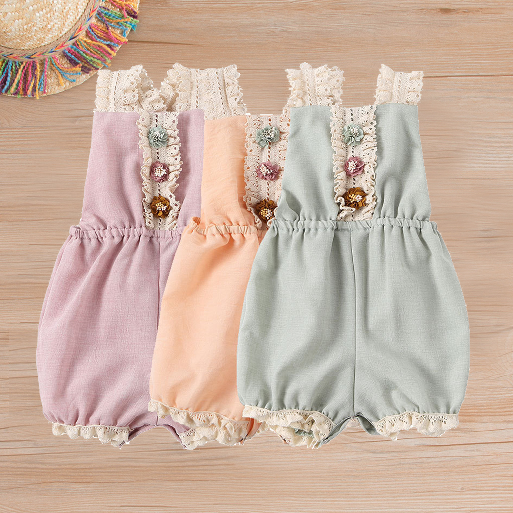 

2019 Baby / Toddler Lace Floral Decor Sleeveless Bodysuit