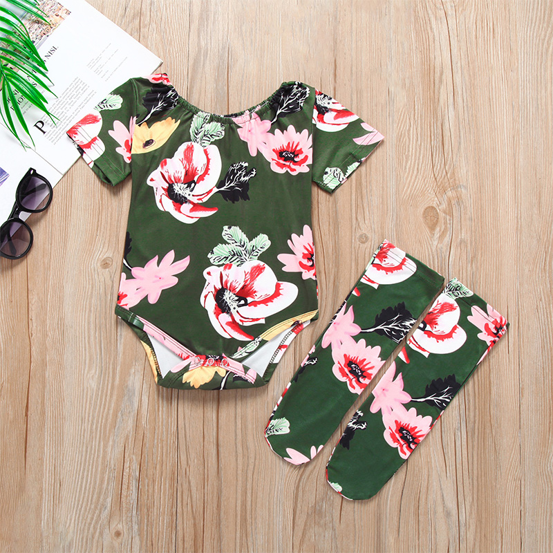 

Baby / Toddler Floral Print Bodysuit and Leg Warmmers